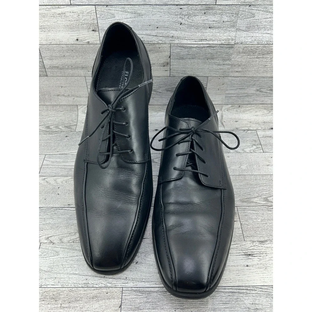 Florsheim Mens Black Leather Cap Toe Lace Up Dress Shoes Size 11.5D